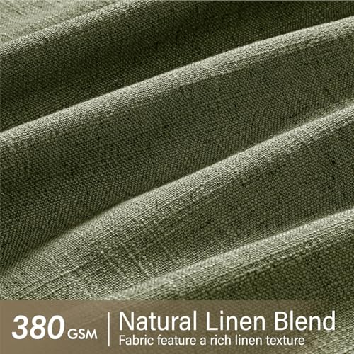 Olive Green Pinch Pleated Linen Curtains 96 Inches Long 2 Panels (Olive Green / 40"W x 96"L (Pack of 2))