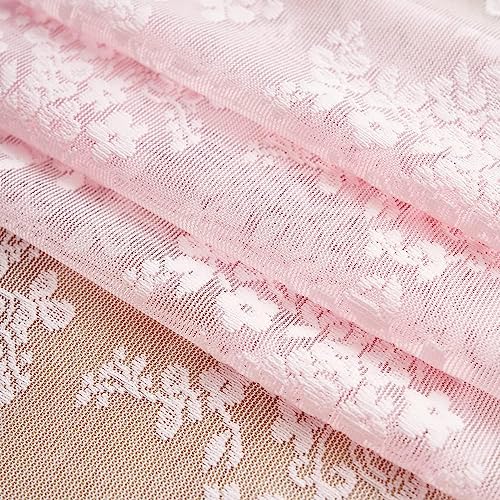Vintage Lace Curtains Pink Boho Floral 80 Inch Curtains for Girls Room Princess Closet Curtain for Open Closet Pink Sheer Sliding Closet Door Drapes 2 Panels Set Light Pink 52W x 80L (Light Pink / 52"W x 80"L (Pack of 2))
