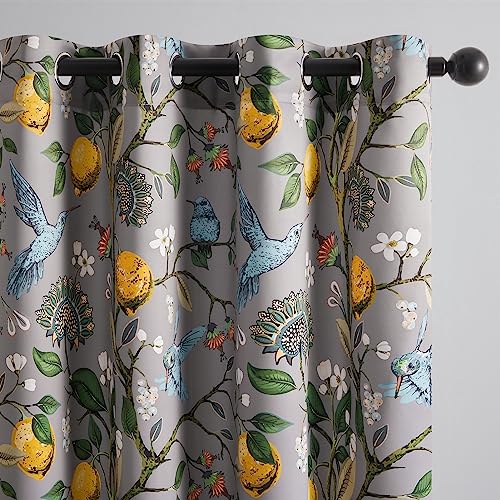 Gray Patterned Curtains 96 Inch Long for Living Room (Grey / 52"W x 96"L (Pack of 2))