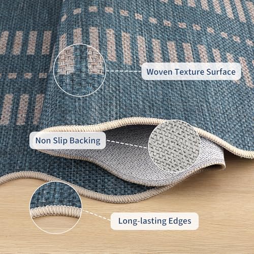 2x8 Blue Runner Rug (Jute Blue / 2' x 8' (Rectangular))