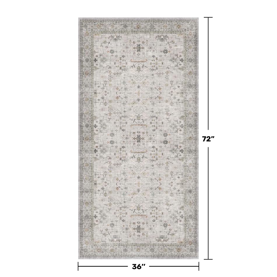 Boho 3x6 Large Bathroom Rug (3' x 6' (Rectangular) / Light Gray / Sage)