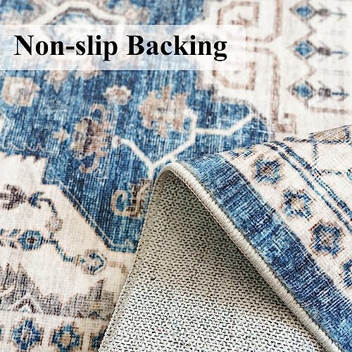 2x6 Washable Hallway Runner Rug (2' x 6' (Rectangular) / Blue)