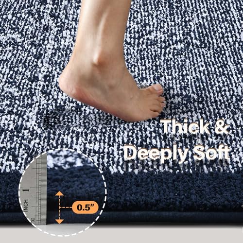 Bathroom Rugs 24x17 Non Slip Washable (Dark Blue / 1'5" x 2' (Rectangular))