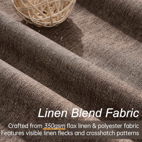100% Blackout Curtains 102 Inch Long Linen Thermal Insulated Window Curtains for Bedroom (Dark Brown / 52"W x 105"L (Pack of 2))