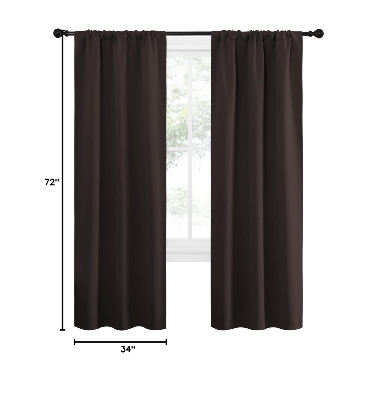Blackout Curtains for Living Curtains (Toffee Brown / 34"W x 72"L (Pack of 2))