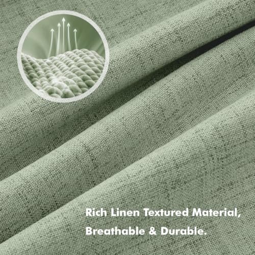 100% Blackout Linen Curtains 42 x 96 Inch Sage Green 2 Panels (Sage Green / 42"W x 96"L (Pack of 2))