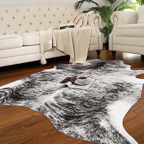 Western Faux Cowhide Rug (4' x 3' (4x3 ft) / Black / Grey)