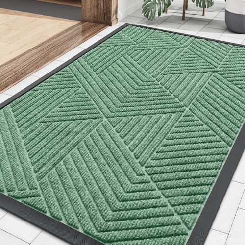 Front Door Mat Outside Entrance (Mint Green / 35" X 23")