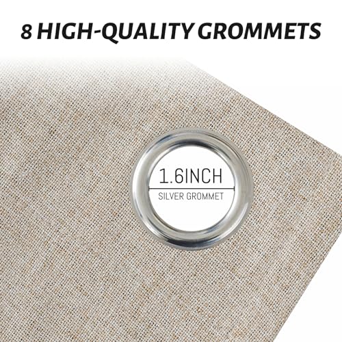 Natural Linen Textured Curtains 90 Inches Long for Living Room (Linen Natural / 52"W x 90"L (Pack of 2))