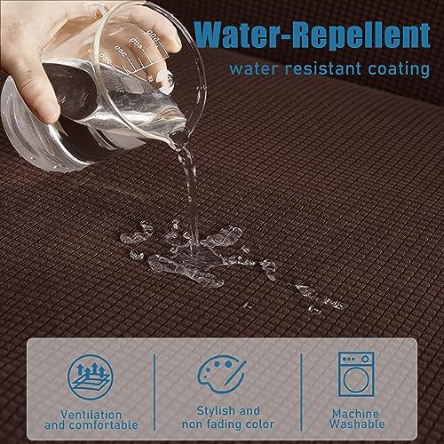 Water Repellent Sofa Cushion Covers Jacquard High Stretch Fabric Furniture Protector for Living Room (Small / Chocolate)