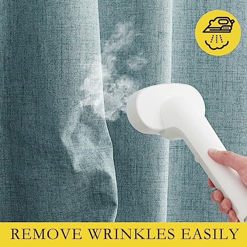 100% Absolutely Blackout Linen Curtains with Thermal Insulated White Liner (52"W x 63"L (Pack of 2) / Skylark Blue)