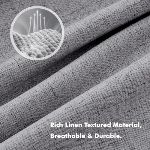 100% Blackout Linen Curtains 42 x 90 Inch Glacier Gray 2 Panels (Glacier Gray / 42"W x 90"L (Pack of 2))
