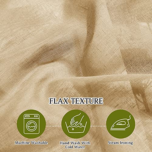 Linen Blend Semi Sheer Curtains for Boys Bedroom (36"W x 63"L (Pack of 2) / Camel)