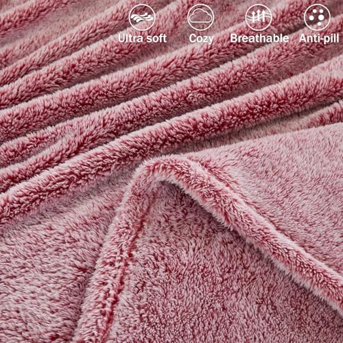 Fuzzy Large Fleece Throw Blanket for Couch (Mixed Deep Red / 50x70 IN)