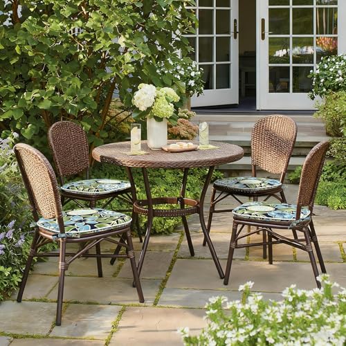 Outdoor Chair Cushions 16"x17" Set of 2 (2 Count / Azure Bloom)