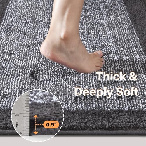 60x24 Bathroom Rugs Non Slip Washable (Dark Grey / 2' x 5' (Rectangular))