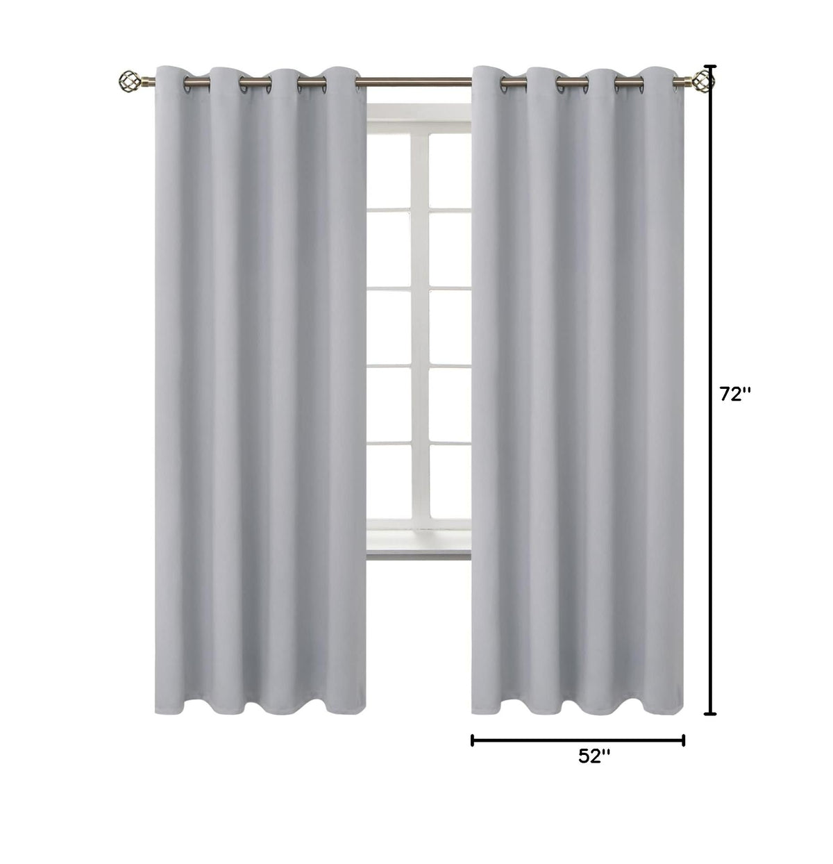 Room Darkening Curtains 72 Inches Long (Light Grey / 52"W x 72"L (Pack of 2))