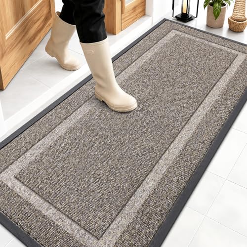 Front Door Mat Outside 59x23 (Khaki and White / 59" x 23")