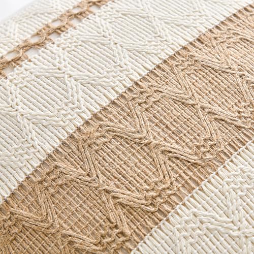 Set of 1 Boho Neutral Lumbar Decorative Throw Pillow Cover 12x20 Inch for Couch Bed Sofa Chair (20" x 12" (Pack of 1) / Neutral)