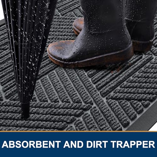 Front Door Mat Outside Entrance (Grey / 29.5" X 17")