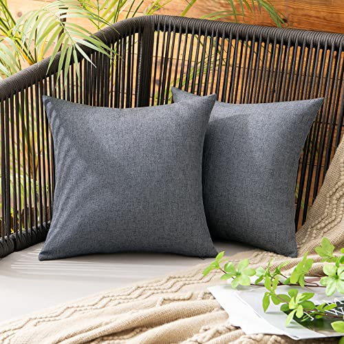 Decorative Outdoor Pillow Covers Waterproof 12x12 Dark Grey (12" x 12" (Pack of 2) / Dark Grey)
