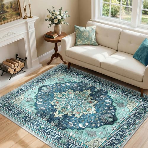 Washable Area Rug (Teal / 4' x 6' (Rectangular))