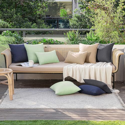 Decorative Outdoor Pillow Covers Lumbar Waterproof 12x20 Light Tan (20" x 12" (Pack of 2) / Light Tan)