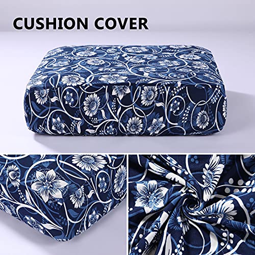 Printed Couch Cushion Covers (Navy & White / Seat Cover Small)