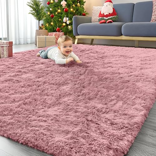 8x10 Machine Washable Large Area Rugs for Living Room (8x10 Ft / Pale Pink)