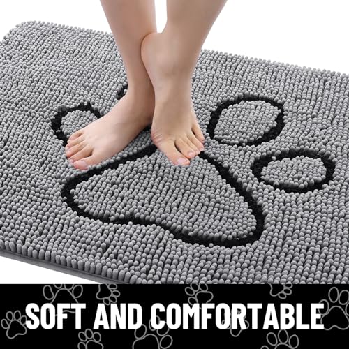 Dog Door Mat for Muddy Paws (59"X20" / Grey and Black)