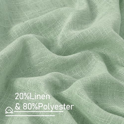 54 Inch Semi Sheer Window Linen Curtains (Fresh Green / 34"W x 54"L (Pack of 2))