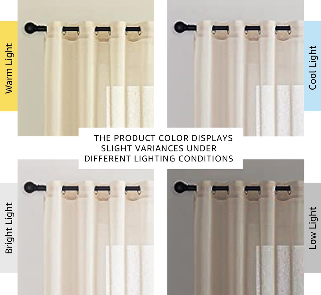 90 inch Beige Curtains Linen Sheer Faux Flax Window Drapes (52"W x 90"L (Pack of 2) / Beige)