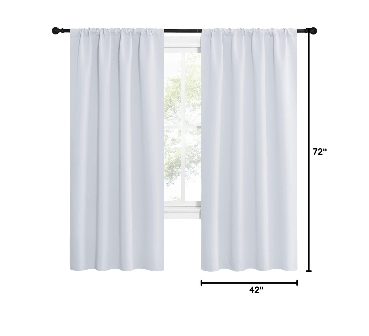 Kitchen Room Darkening Curtains (Greyish White / 42"W x 72"L (Pack of 2))