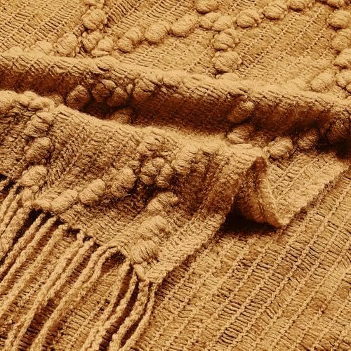 Almond Throw Blanket 50 x70 Inch Jacquard Throw Knitted Blanket (Jacquard-almond / 50"x70")
