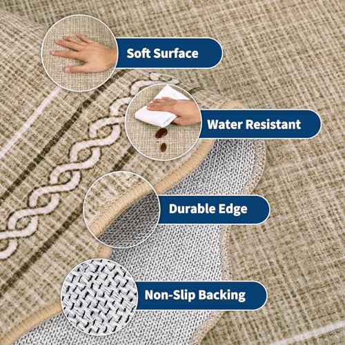 Washable Large 10 x 14 Area Rug for Living Room Scallope (Jute Color / 10' x 14' (Rectangular))