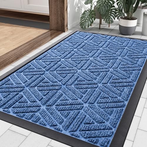 Front Door Mat Outside Entrance (Blue / 29.5" X 17")