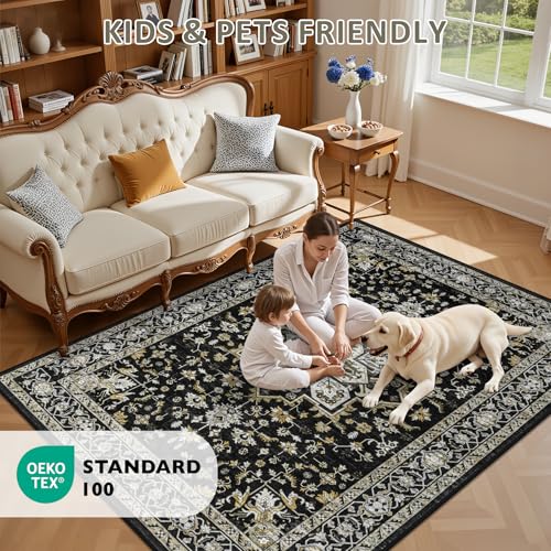 6x9 Area Rugs Living Room (Black Gold / 6' x 9' (Rectangular))