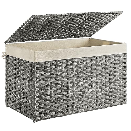 Woven Storage Basket with Lid (160 L / Gray)