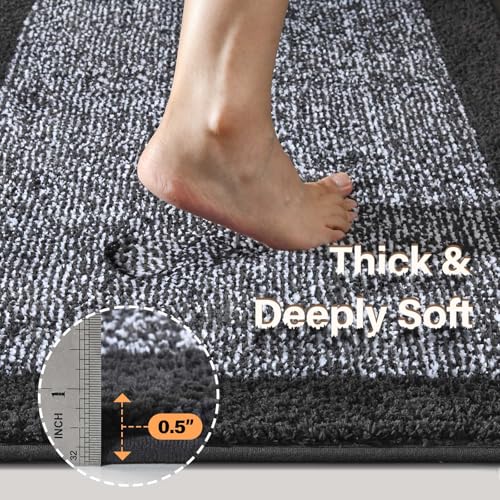 70x24 Bathroom Rugs Non Slip Washable (Dark Grey / 2' x 5'10" (Rectangular))
