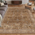 Washable Area Rug 6' x 9' Vintage Traditional Persian Mat (Bronze and Ivory / 6' x 9' (Rectangular))