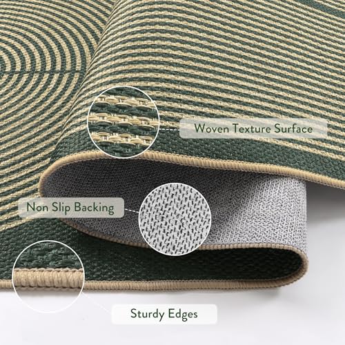 Rainbow Easy Jute Green Kitchen Runner (2'6" x 8' (Runner) / Green Rainbow)
