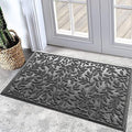 Sturdy Front Entrance Doormats (1'11" x 2'11" (Rectangular) / Leaves Grey)