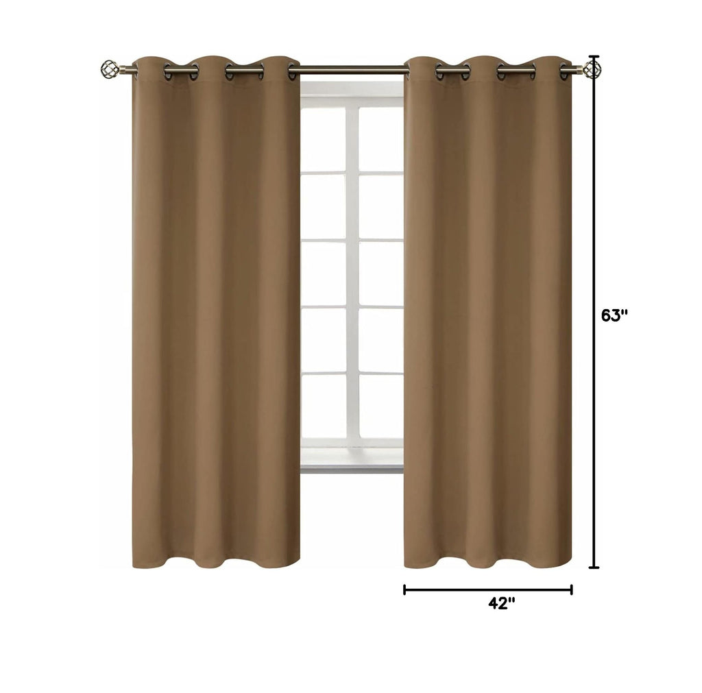 Taupe Blackout Curtains for Bedroom 63 Inch Long (Taupe / 42"W x 63"L (Pack of 2))
