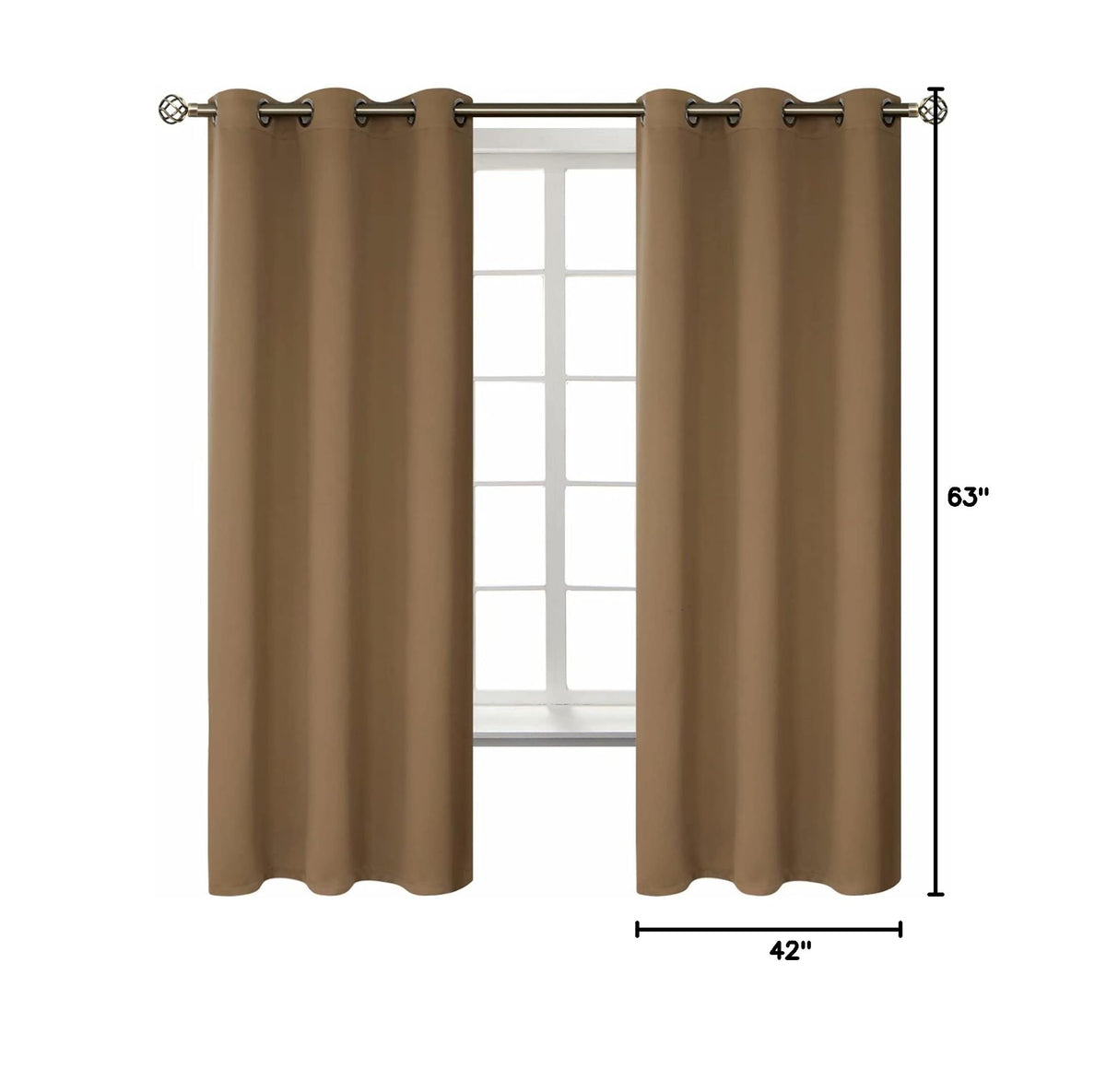 Taupe Blackout Curtains for Bedroom 63 Inch Long (Taupe / 42"W x 63"L (Pack of 2))