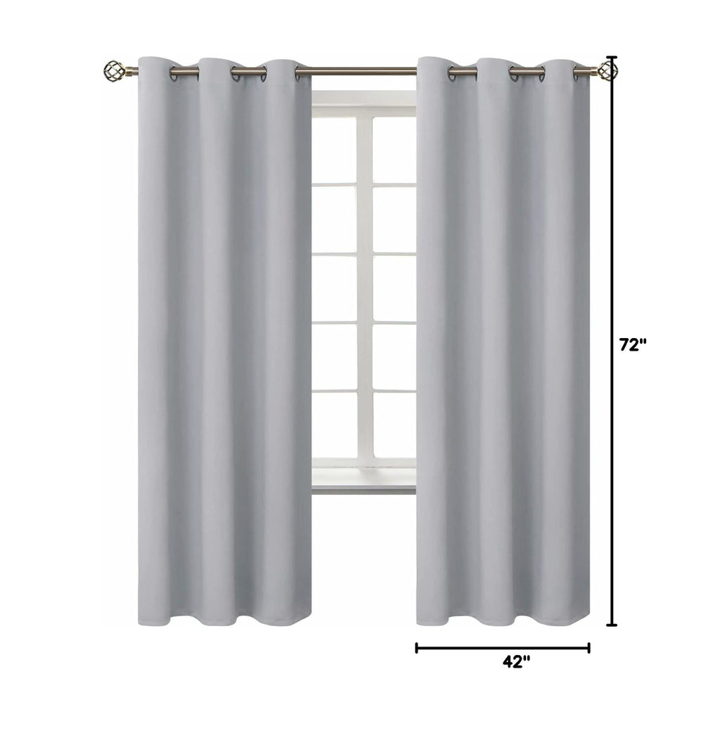 Room Darkening Curtains 72 Inches Long (Light Grey / 42"W x 72"L (Pack of 2))