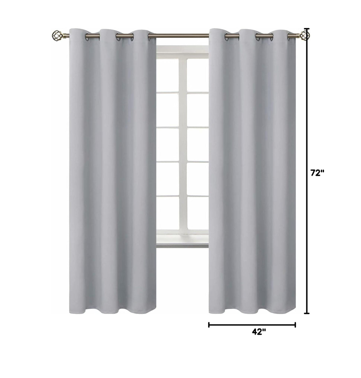 Room Darkening Curtains 72 Inches Long (Light Grey / 42"W x 72"L (Pack of 2))