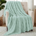 Plush Checkered Fleece Blanket Sage Green Throw (Sage Green / Throw)
