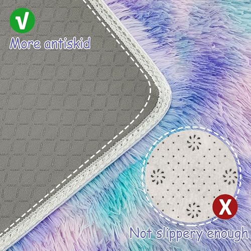 Tie Dye Purple Rainbow Soft Shaggy Fluffy Rug for Living Room 6x9ft Anti (Tie-dyed Purple Rainbow / 6' x 9' (Rectangular))
