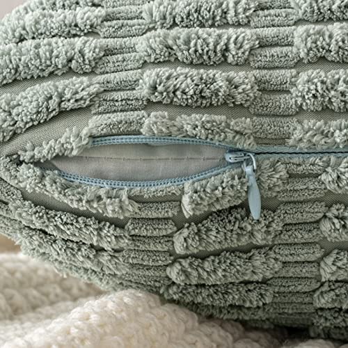 Euro Sham Corduroy Decorative Throw Pillow Covers 24x24 Grey Green (Greyish Green / 24" x 24" (Pack of 2))