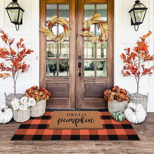 Orange and Black Plaid Rug (Orange & Black Plaid / 2' x 4'3" (Rectangular))